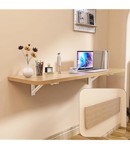Wall Mounted Folding Table, 35.4x19.7 Inch Drop Leaf Table For Laundry Room, Kitchen, Or As A Wall Desk