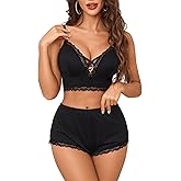 Avidlove Sexy Pajamas V Neck Womens Pajama Sets Shorts Lace Trim Cami Pj Set 2 piece PJS Lingerie Sleepwear