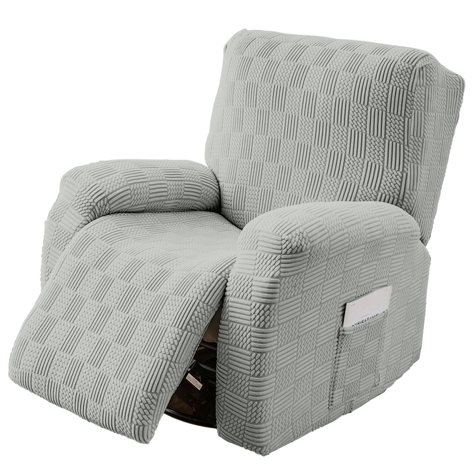 LiveGo 4 PCS Recliner Chair Covers, Stretchable and Fashionable Wingback Sofa Covers, Armchair Slipcover with Elastic Side Pockets, Reclining Chair for Living Room, Bedroom and Office