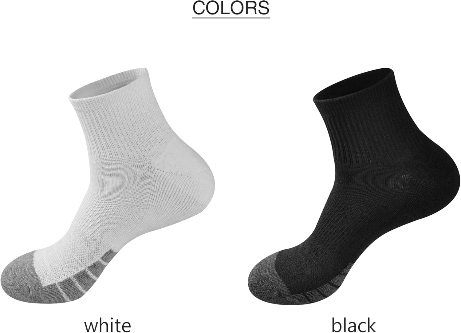 GKX Men's 10 Pairs Cotton Moisture Wicking Cushioned Sole Preformance Training Workout Low Cut Socks(Black 10P): Clothing