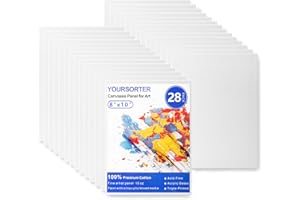 YOURSORTER 28 Pack 8x10 Inch Canvas Boards for Painting, Kids Art Novices Blank Painting Canvases, Gesso Primed Acid-Free 100% Cotton Canvas Panels for Acrylic Oil Watercolor Tempera Paint