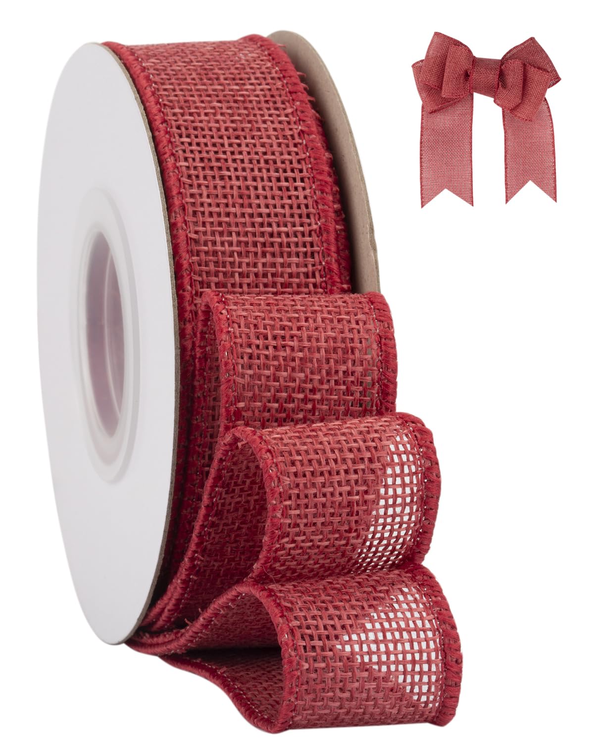 Tekdeere Burlap Ribbon 25mm x 9 Meters, Shocking Pink Wired Ribbon for Crafts, Gift Wrapping, Wreaths, Bows, Tree Decoration and Outdoor Decoration