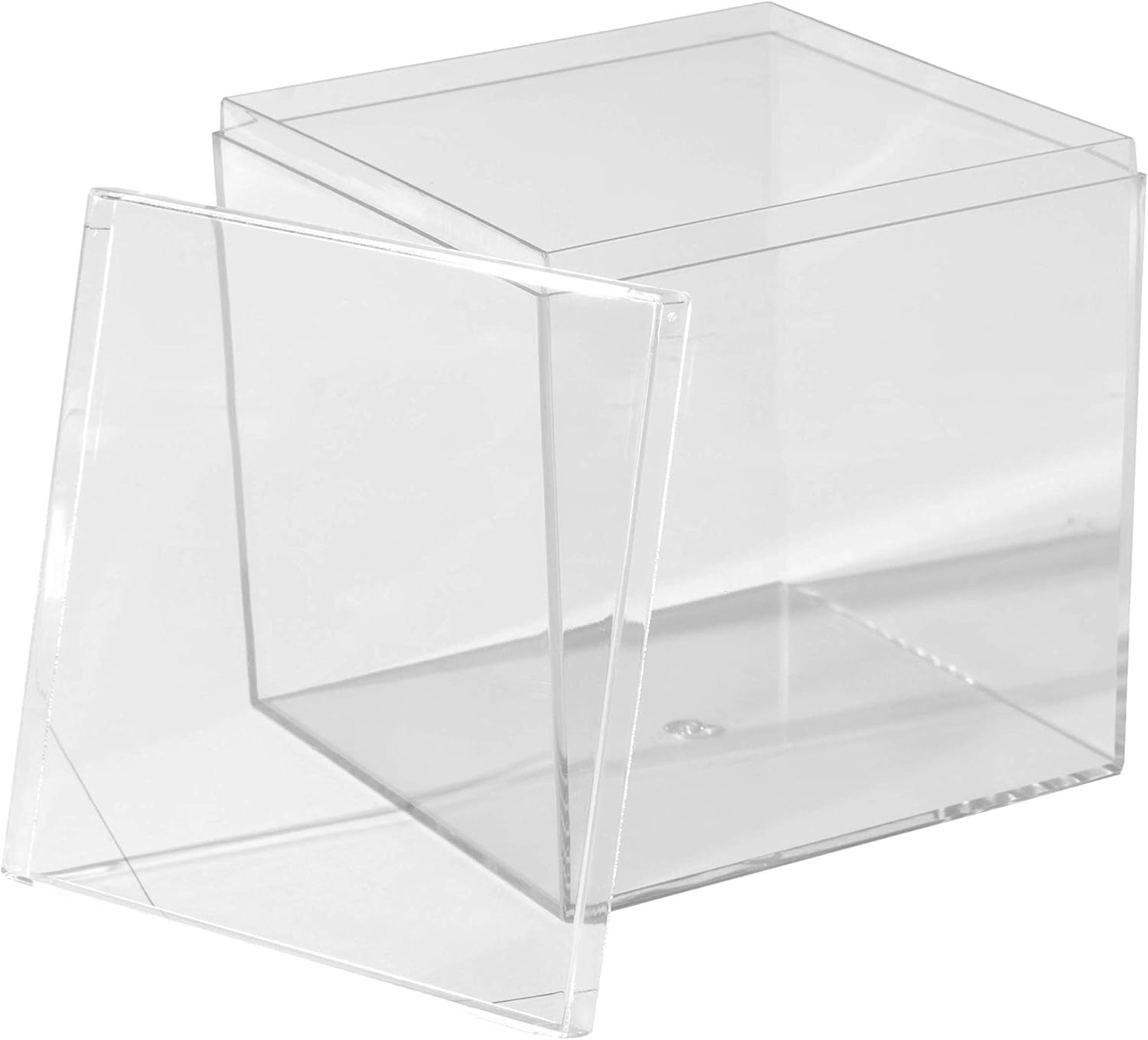 Hammont Clear Lucite Storage Box - Acrylic Boxes for Wedding, Party Favor, Treats, Gifts & Accessories, Plastic Storage Box - 4''x4''x4'' (2 Pack)