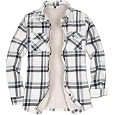 ThCreasa Womens Sherpa Fleece Lined Flannel Shirt Jacket Warm Button Up Plaid Shirt Jac (Sherpa Fleece Throughout)