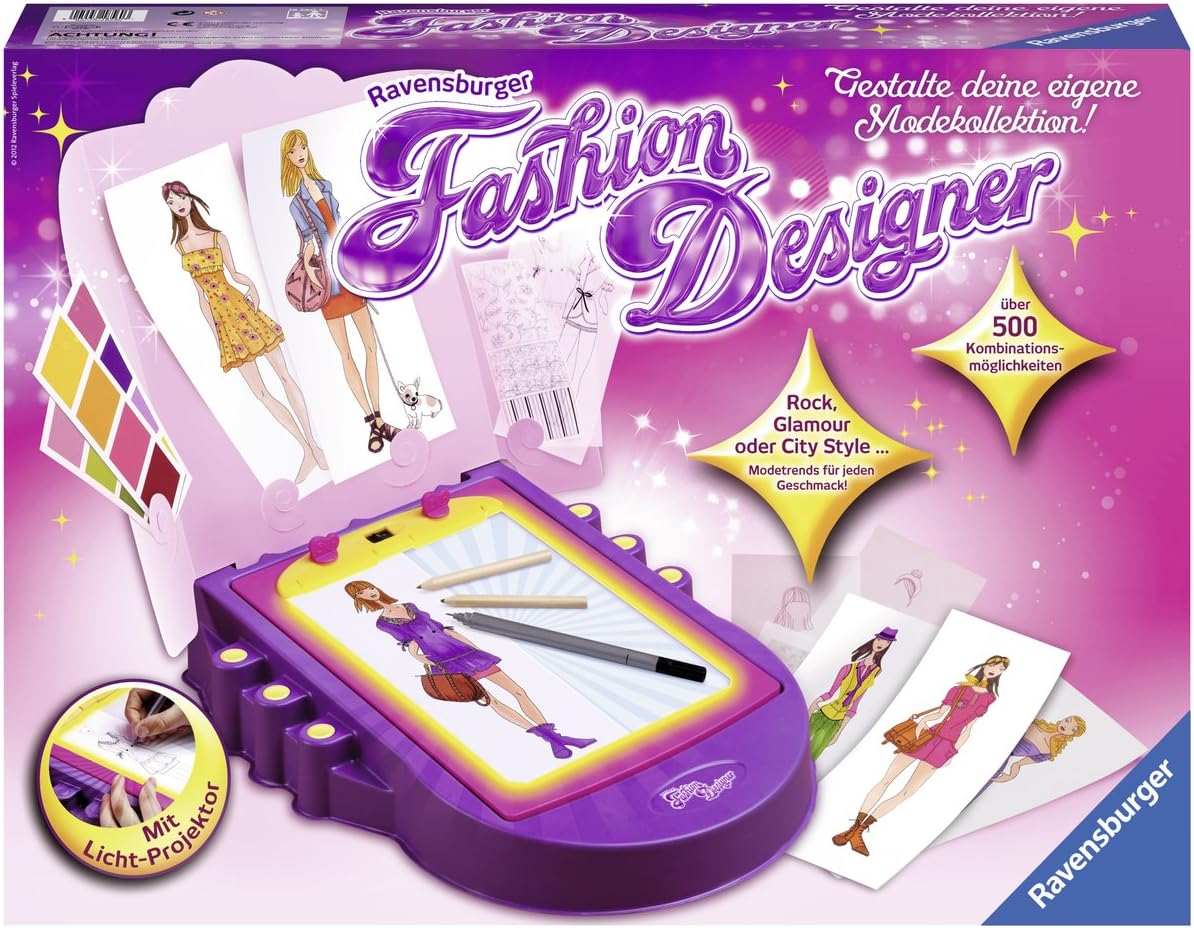Jeu Ravensburger Fashion Designer - Crée Tenues De Soirée, Avec Silhouettes, Accessoires Et Autocollants, 6 Ans Et Plus