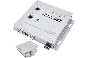 Audiobank AP15-1/2 Din Car Audio Digital Bass Processor, Sound Restoration & Crossover for Car Subwoofer with Bass Knob/Input
