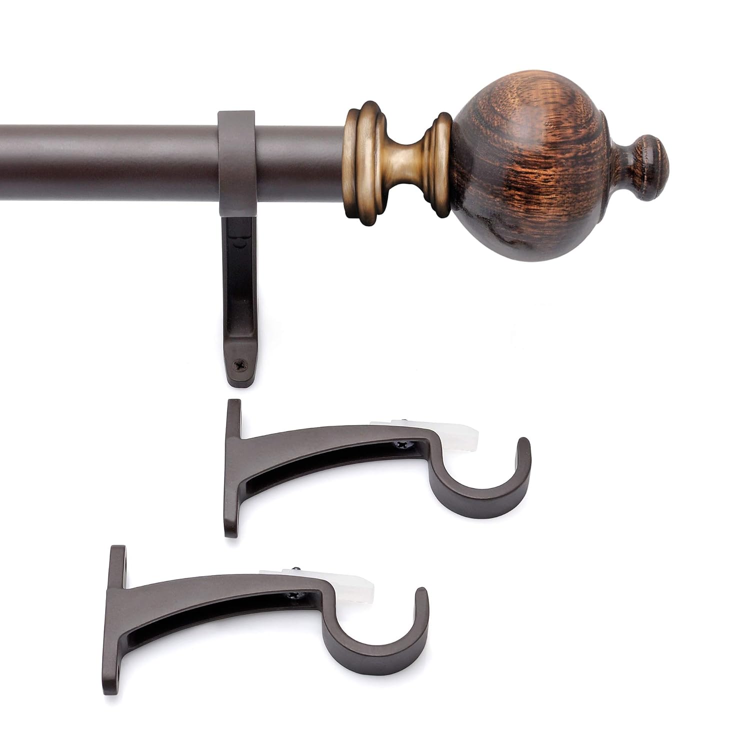 Buy Deco window 36" to 66" Extendable Curtain Rod Wood Trophy 25mm Online at Low Prices in India