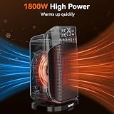 YASHE 1800W Ceramic Electric Heater with 75 Degree Oscillation Remote Control view 2