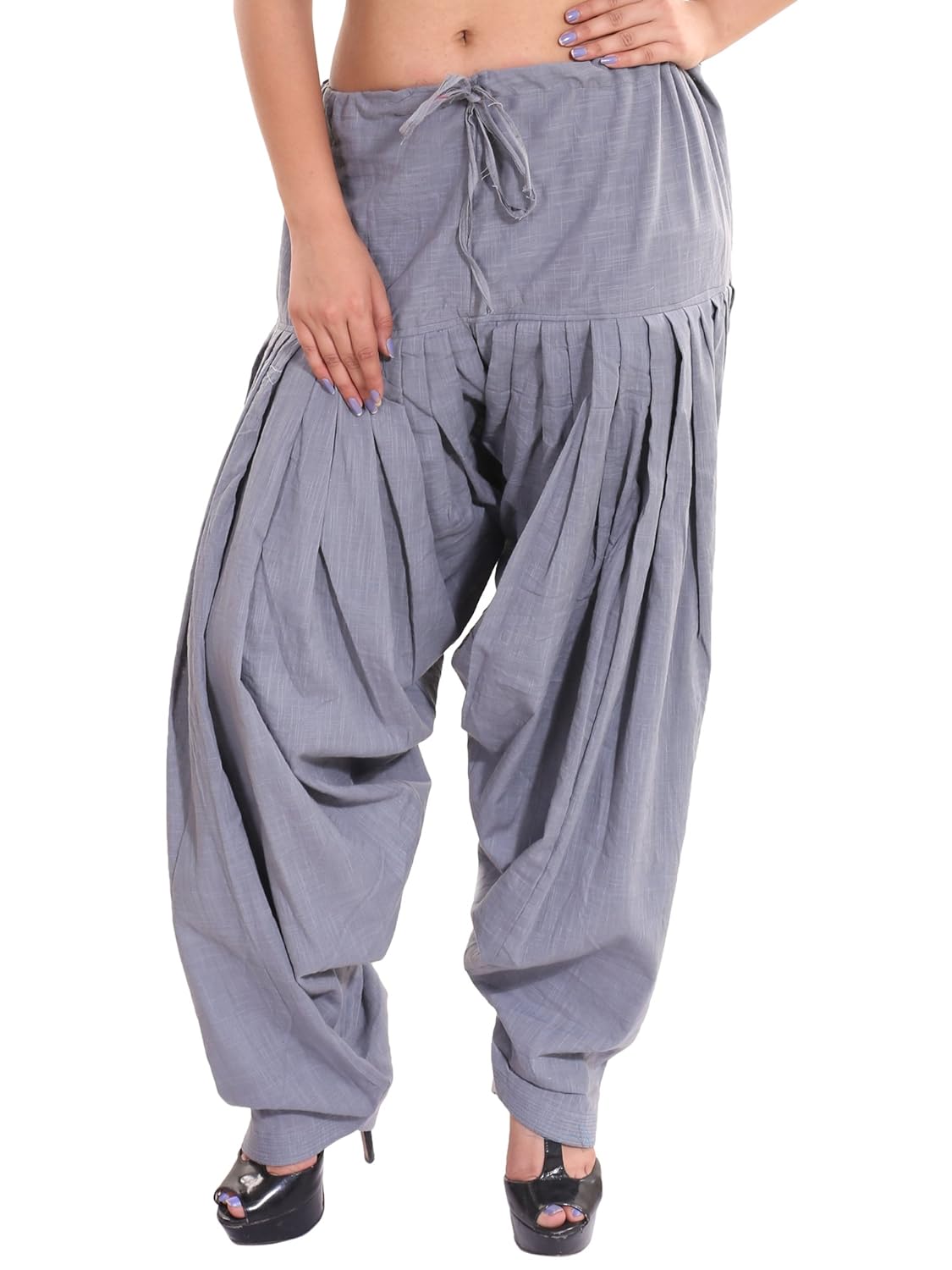 zaributi women's khadi patiala (ptl-slb-semi-gry_grey_free size)