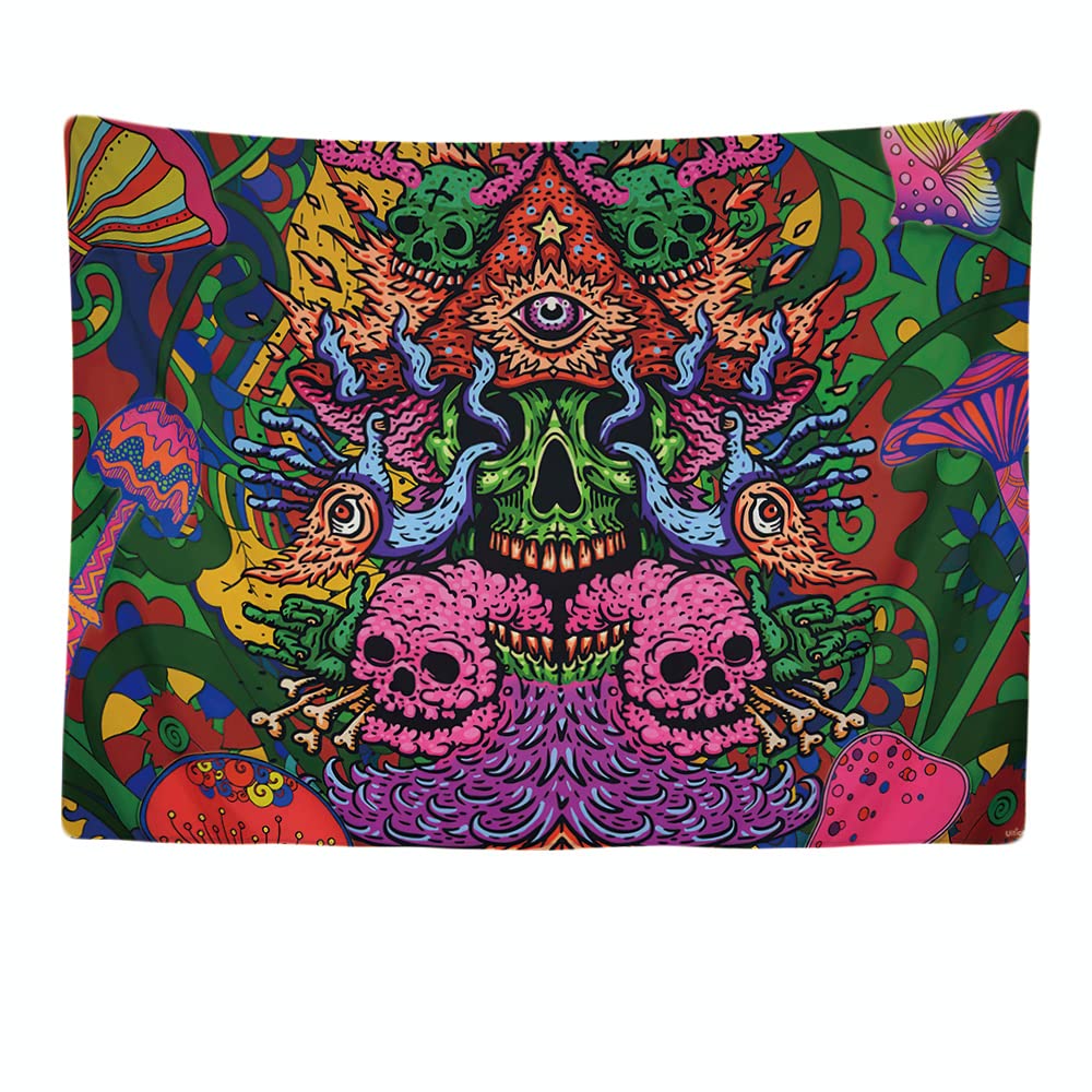 Ulticool - Psychedelic Skull - Tapestry - 200 x 150 cm - Large Tapestry - Poster Decoration - Canvas - Painting - Accessories — image 1