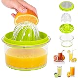 RMAI Manual Orange Juicer, Citrus Squeezer, Garlic Grater, Kitchen Gadget Practical, Built-in Measuring Cup 16Oz and Strainer