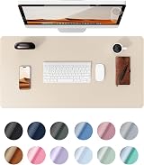 YSAGi Leather Desk Mat Large 60x35 cm Beige Non-Slip Waterproof