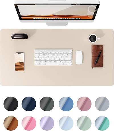 YSAGi Leather Desk Mat Large 60x35 cm Beige Non-Slip Waterproof