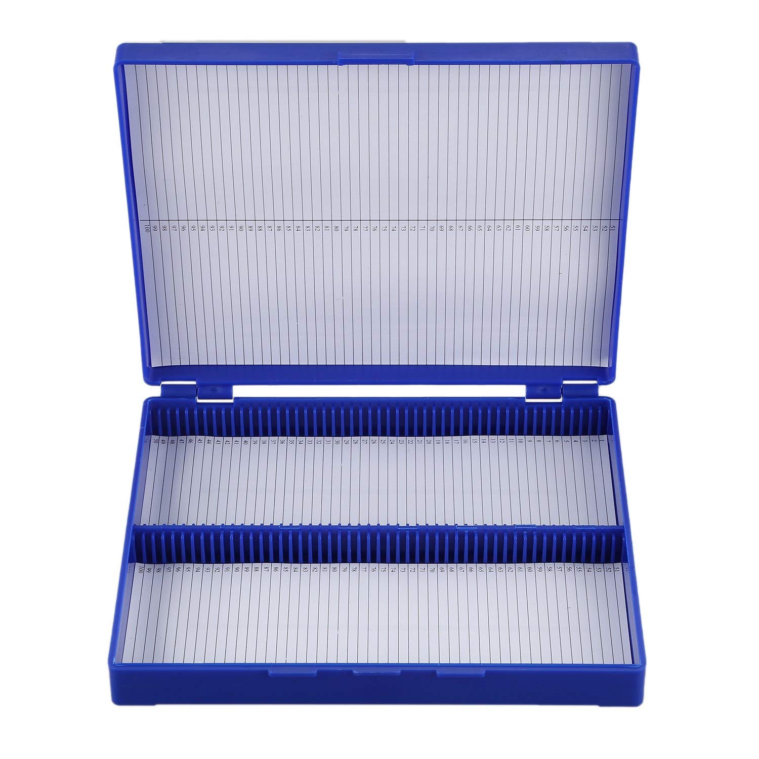 Pyatofyy Microscope Slide Box, Royal Blue Plastic Rectangle Hold 100Pcs Microslide Slide Microscope Box