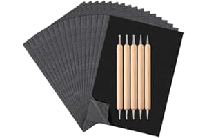Carbon Paper Set, 200 Sheets Black Transfer Carbon Paper & 5 Pieces Dotting Tools, A4 Tracing Graphite Paper Patterns Dressma