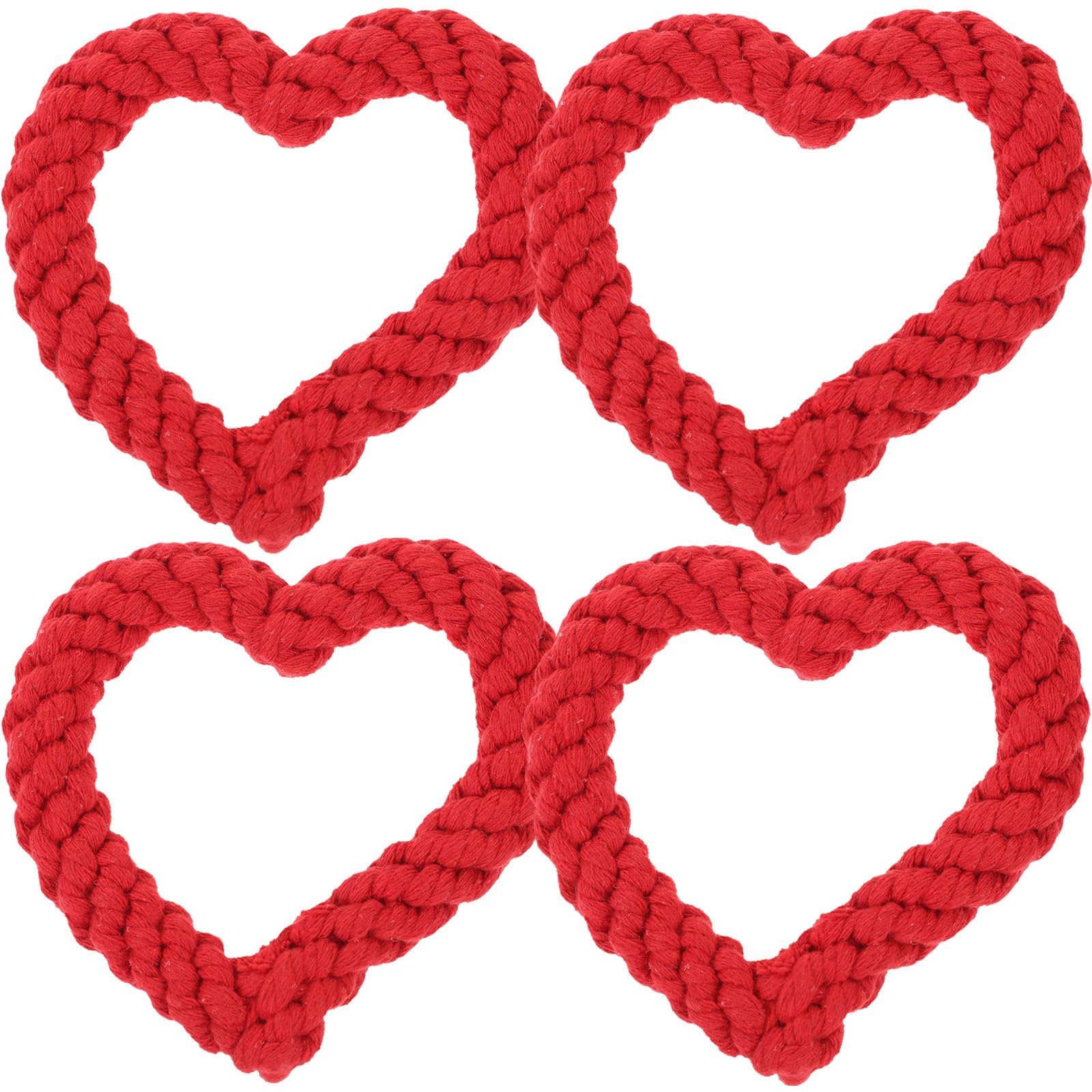 Puppy Chew Toys, 4pcs Heart Shape Rope Toy For Dog, Rope Knot Pet Teeth, Toy Valentine'S Day For Pet