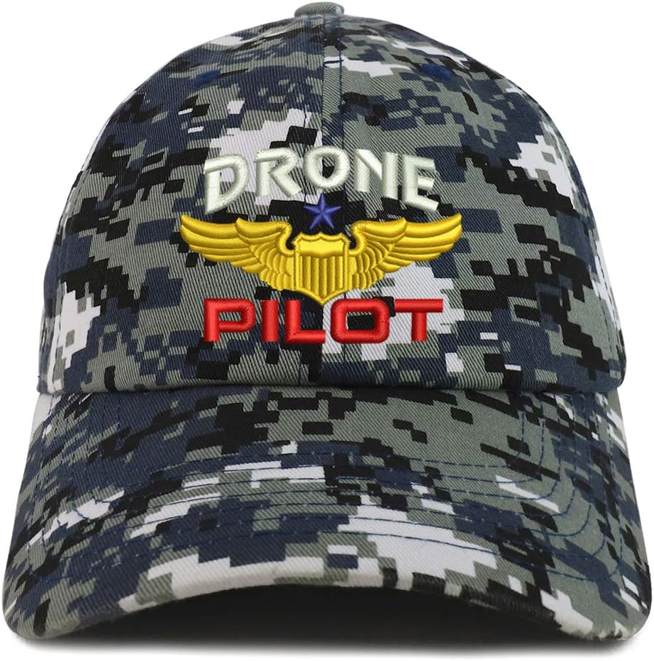 Trendy Apparel Shop Drone Pilot Aviation Wing Embroidered Soft Crown 100% Brushed Cotton Cap