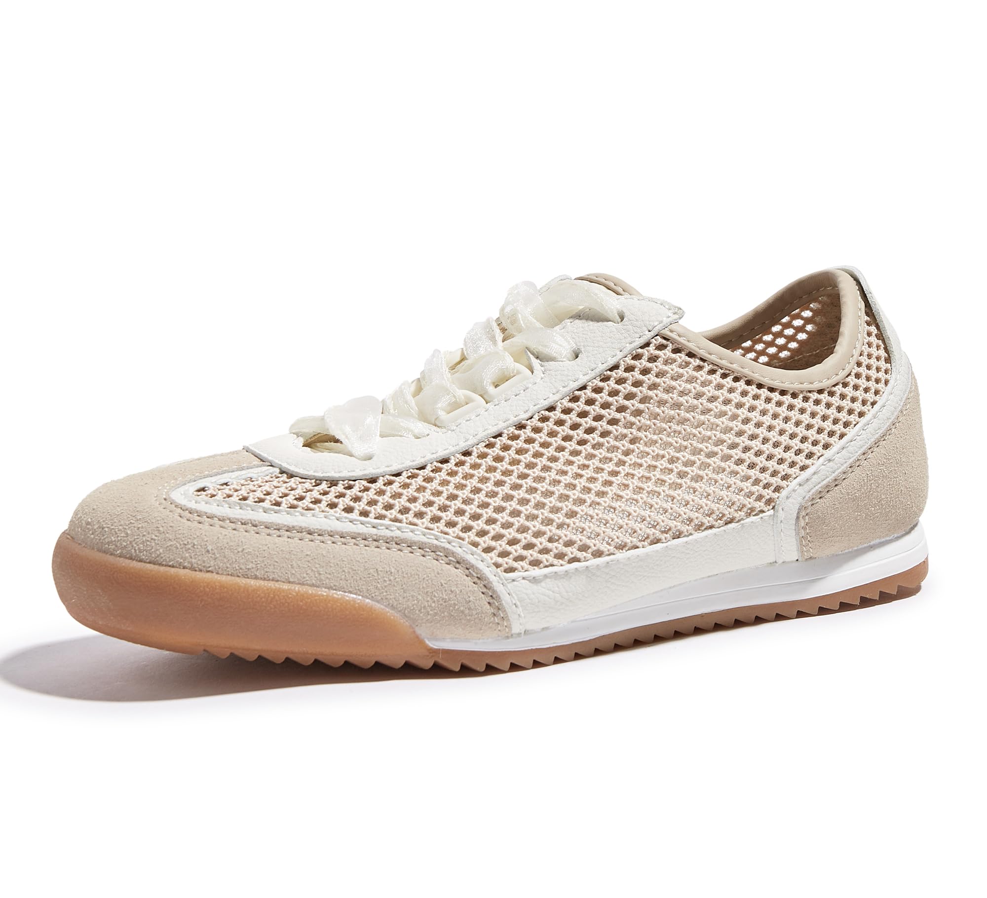 Photo 1 of ***(HEAVILY USED/ MINOR DAMAGE)***LUCKY STEP Women's Mesh Casual Fashion Sneakers Retro Breathable Walking Shoes Lightweight Classic Tennis Trainers(8 M US Beige)