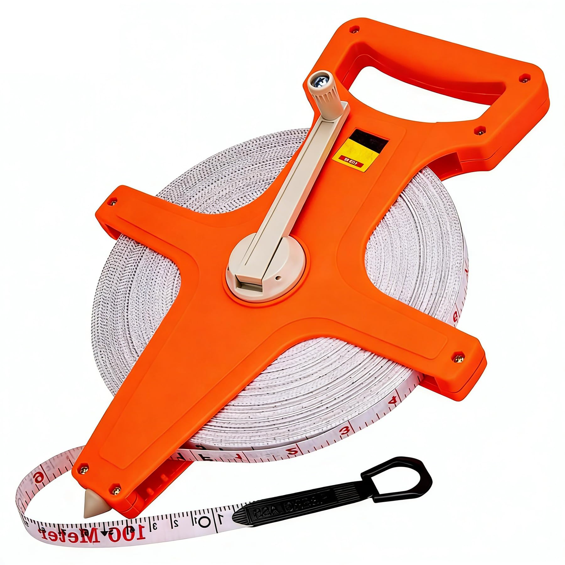 Uadme Open Reel Tape Measure, 100 m Long Distance Fiberglass Measuring Tape for Surveyors, Accurate Measuring Stretch Tapes for Runway and Engineer Survey