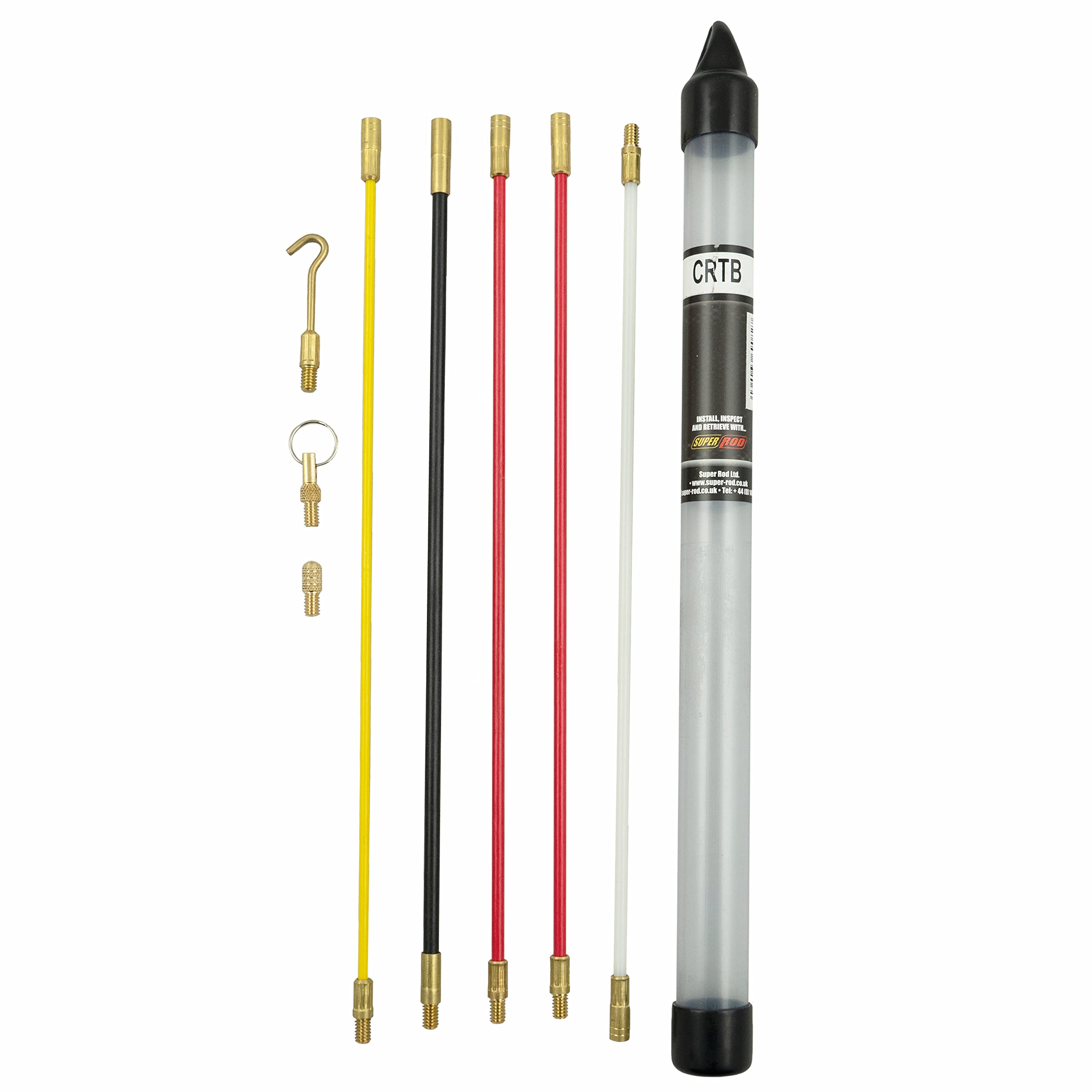 Super Rod CRTB Toolbox Set Includes 1.3m 4.2ft Cable Installation Kit with 3 Cable Handling Attachments