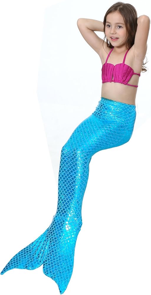 DOTOFIN Disfraz Traje Cola De Sirena Niña para Nadar con Aleta Monofin Monoaleta Acuatica y con DOTOFIN Disfraz Traje Cola De Sirena Niña para Nadar con Aleta Monofin Monoaleta Acuatica y con