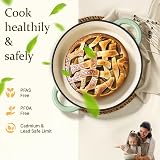 OVERMONT 26cm enamelled cast iron round casserole with lid 5.2L green view 2