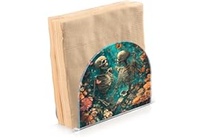 ALAZA Skeleton Sugar Skull Blossom Butterfly Napkin Holder Clear Acrylic Tissue Paper Dispenser for Dining Room Table Kitchen