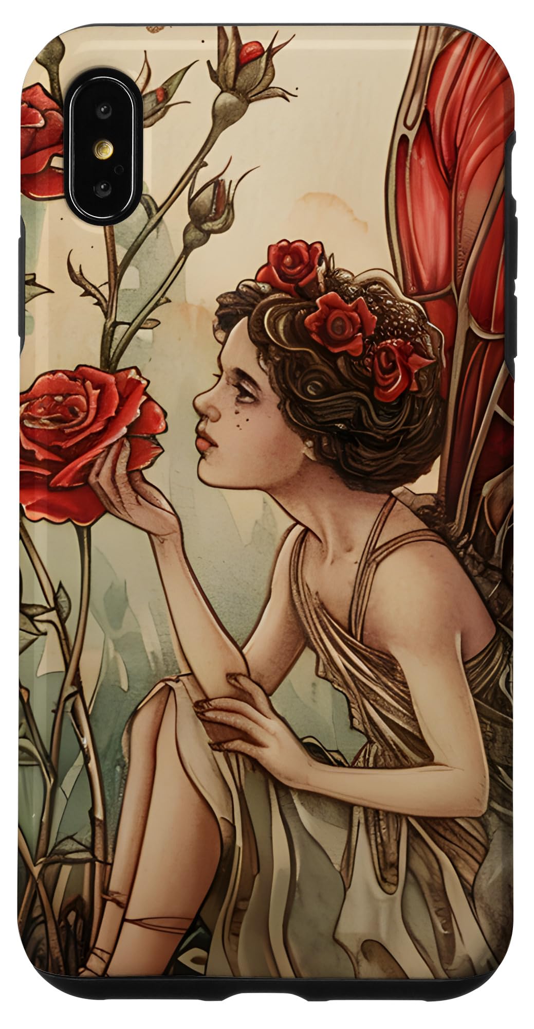 iPhone XS Max Vintage Fairycore Red Rose Flower Fairy Case