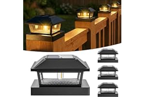 btfarm 4 Pack 4x4 Solar Post Caps Lights, Fence Post Solar Powered Lights with Edison LED Bulbs for Vinyl Wooden Posts, Water