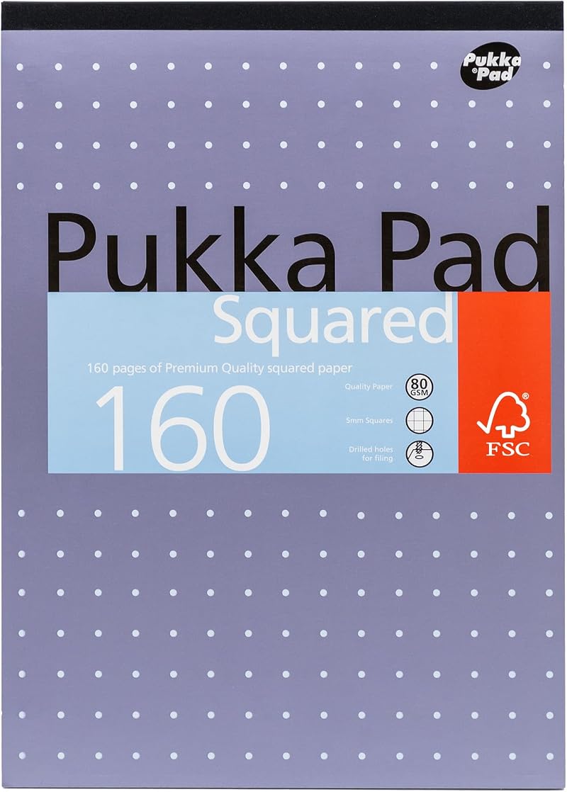 Pukka Pad A4 5mm Squared Ruled Pads 80GSM 160 Pages 6 Pack