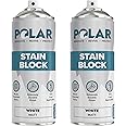 Polar Stain Block Spray Paint - 2 x 13.5 Fl. Oz | Matte White | One Coat Application | Stops & Controls Stains, Grease, Water Marks & Rust on Internal Walls & Ceilings | Spray and Primer in One