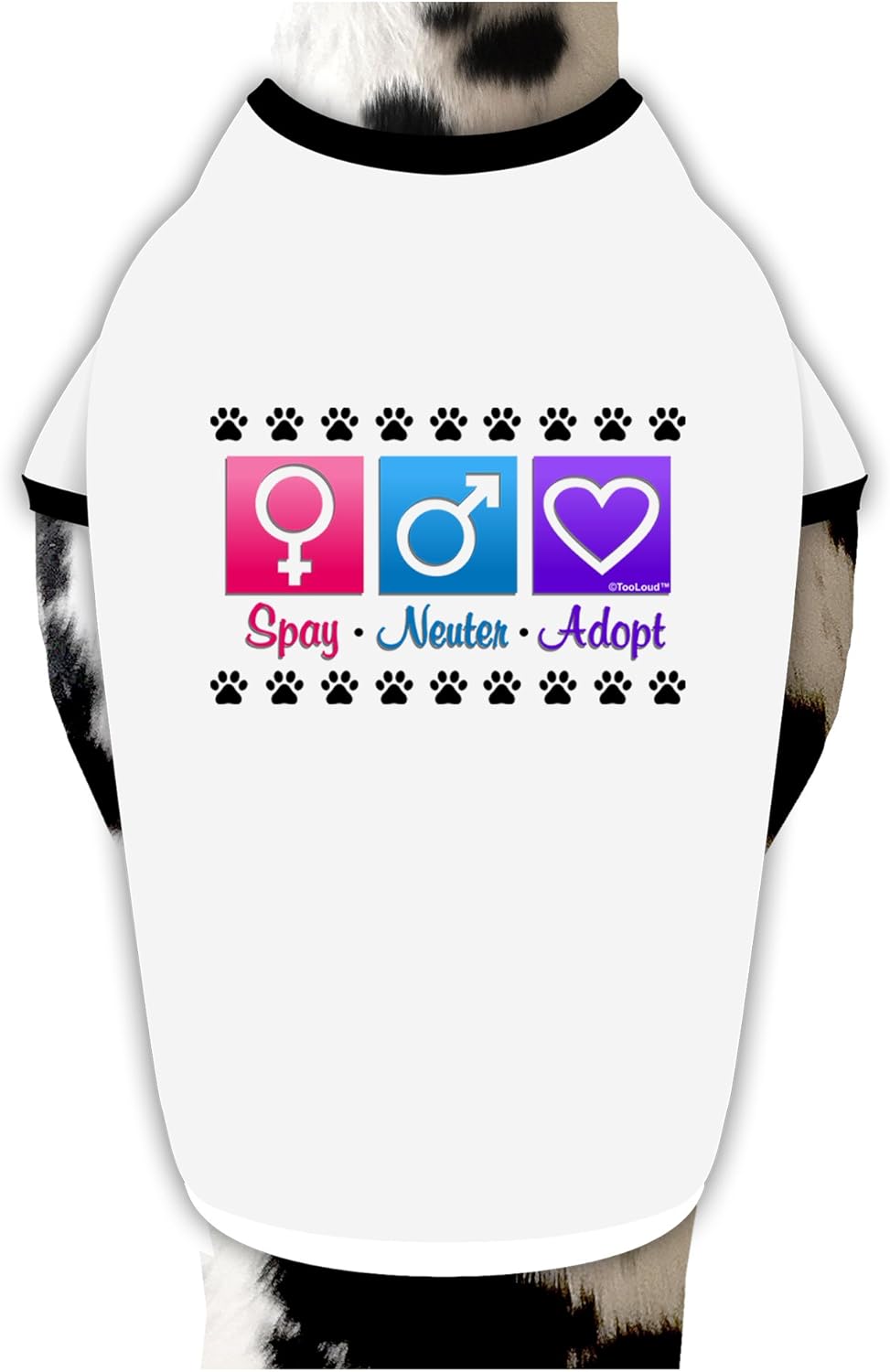TOOLOUD Spay Neuter Adopt Dog Shirt White with Black XL