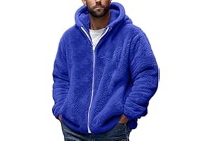 Muscularfit Mens Fuzzy Sherpa Jacket Fleece Long Sleeve Full-Zip Hooded Shirt Casual Warm Winter Jacket Coats Outdoor Fashion