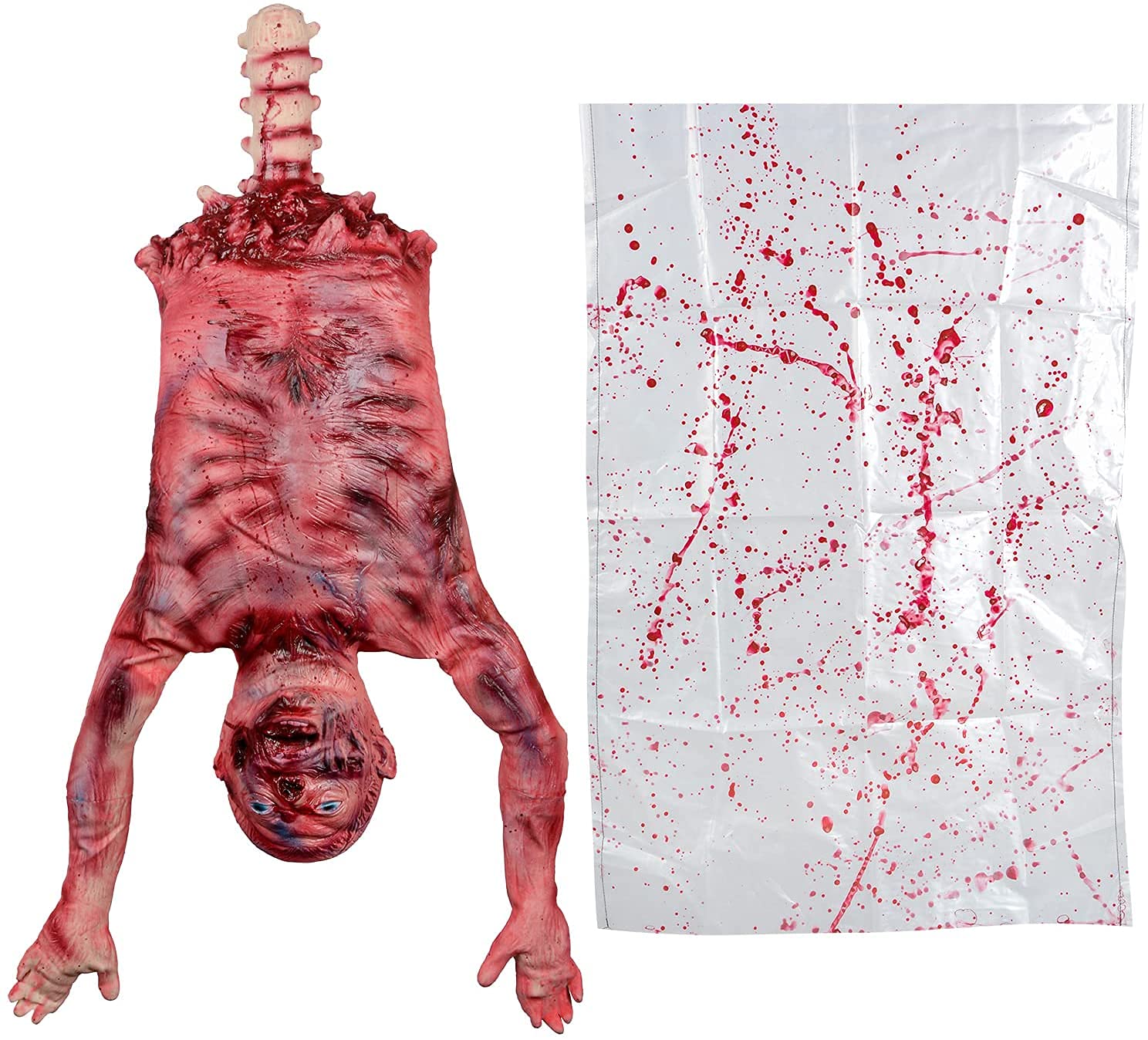 AOFOX Halloween Back from the Grave Dead Body, 158cm/5.2 Ft Long Party Props Latex Dead Body Corpse Fake Scary Severed Broken Body for Haunted House Décor Halloween Prop Decorations