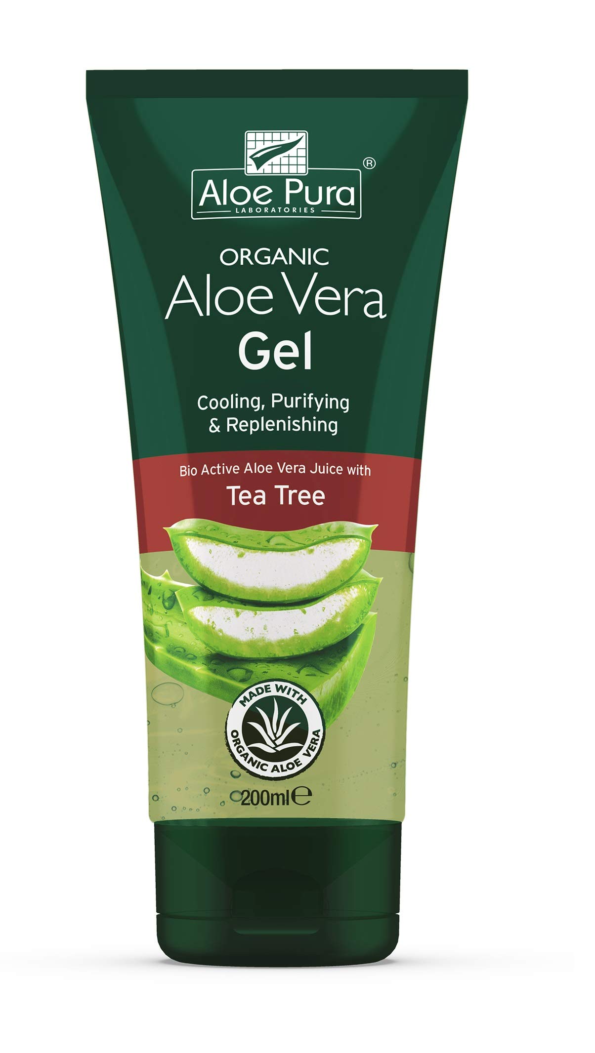 ALOE PURA Organic Aloe Vera Gel with Tea Tree 200ml (PACK OF 3)