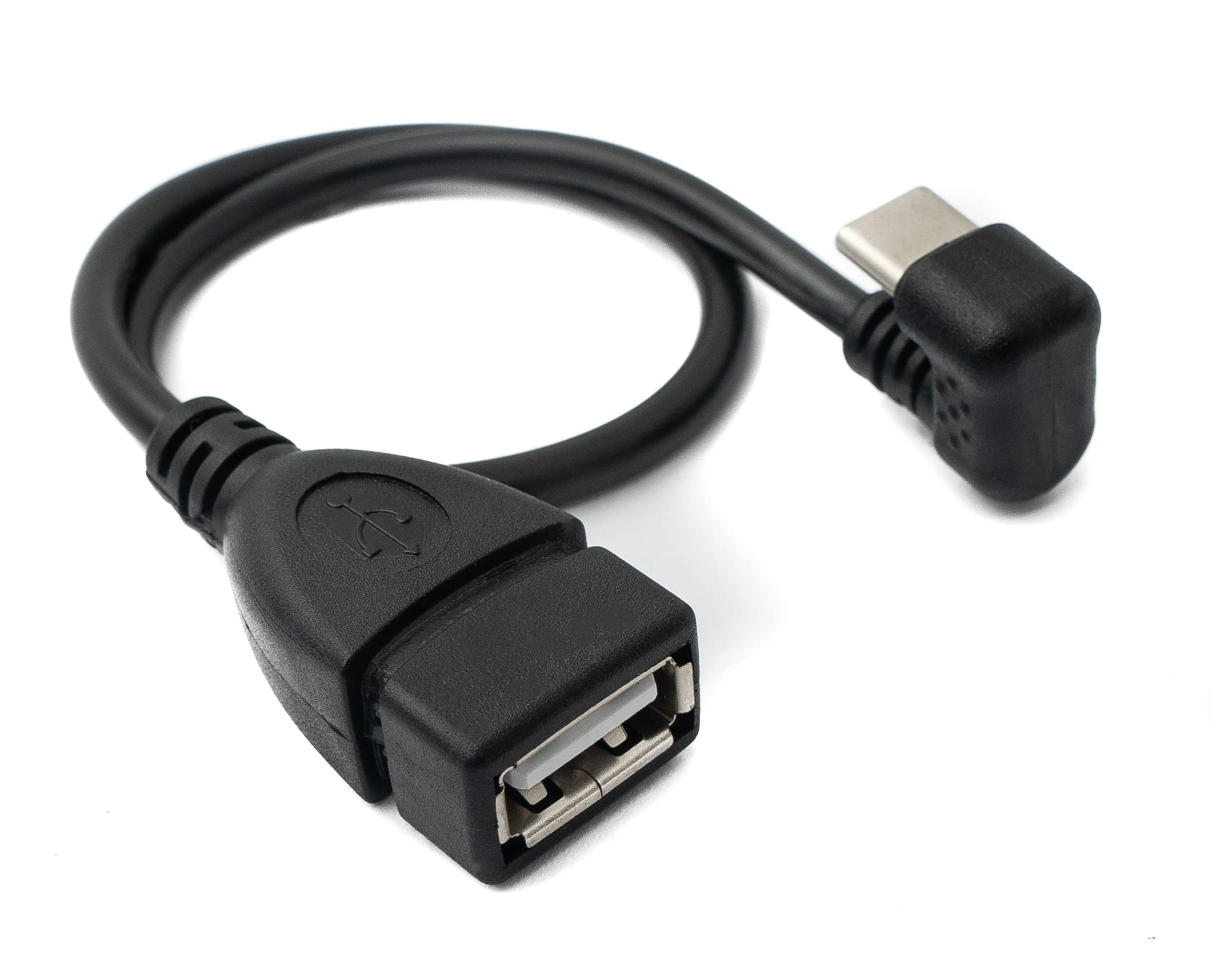System-S USB 3.1 Cable 30cm Type C Male to 2.0A Female 180° Angle Adapter in Black