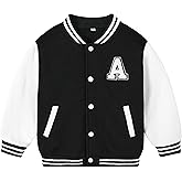 Volunboy Kids Baseball Jacket Varsity Letterman Coat Fall Winter Fleece Bomber Vintage Outerwear