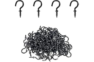 Goiio 100 Pieces 1/2 inch Ceiling Hooks, Black Zinc Plated Metal Screw-in Cup Hooks
