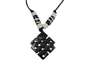 HANDS OF TIBET Tibetan Eternal Knot Yak Bone Pendant Necklace