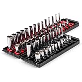 TEKTON 1/4 Inch Drive 6-Point Socket Set, 50-Piece | SHD90215 | (5/32 - 9/16 in., 4 - 15 mm), Shallow and Deep, Socket Rail