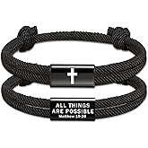 ESPVO Cross Bible Verse Bracelets for Men Boys, Braided Rope Adjustable Christian Baptism Religious Catholic Valentine's Gifts Jewelry