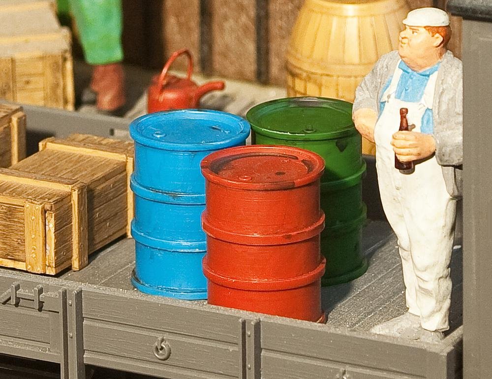 Pola 333202-2 Oil Barrels, Oil Can Accessories for Model Railway, Model Making