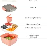 Greentainer 52 OZ Salad Container 3-Compartment BPA-Free Pink view 2