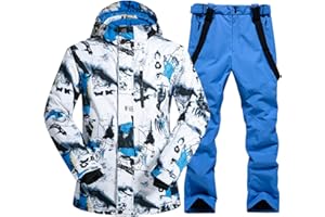 GS SNOWING Men's Winter Windproof Waterproof Snowsuit Snowboard Jacket and Ski Pants for Snow Sport
