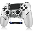 Sombbry Wireless Controller for PS4, White ps4 controller with Dual Vibration/ 6-Axis Motion Sensor/Audio Jack/Touch Pad/Share Button, p-4 Accessories Perfect Adaptive Full Version 4/4 Pro/Slim.