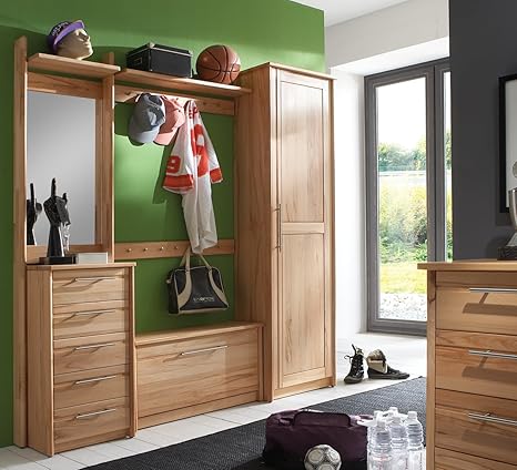 MAXI Garderobe Nr. 1 - mit Garderobenschrank - Kernbuche oder Wildeiche