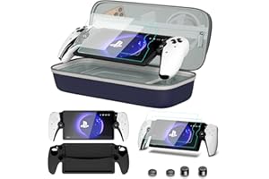 bibuks 8 in 1 Accessories Compatible with Playstation Portal,Carrying Case for PS Portal,Soft Silicone Protective Cover for PS5 Portal,2 Screen Protector with 4 Thumb Grip (Blue)