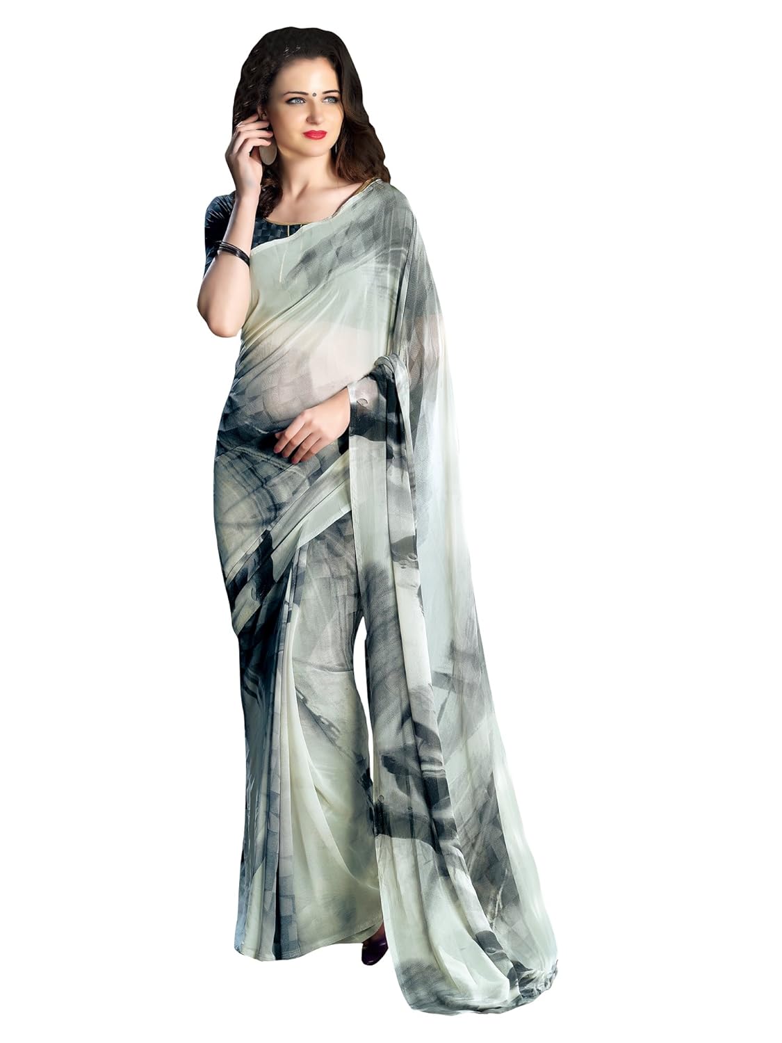 mrinalika fashion women's georgette saree with blouse piece (pihu219_grey)