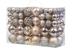 100PCS Christmas Ball Ornaments, Assorted Shatterproof Christmas Tree Decorations, Seasonal Decorative Hanging Baubles Decor 