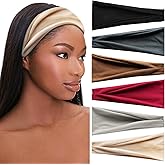 SAWINDA 6 Pack Boho Headbands for Women Fashion Solid Short Head Bands Stretchy Non Slip Hair Bands for Women's Hair African Cloth Bandanas Hairbands Yoga Workout Head Wraps Accessories